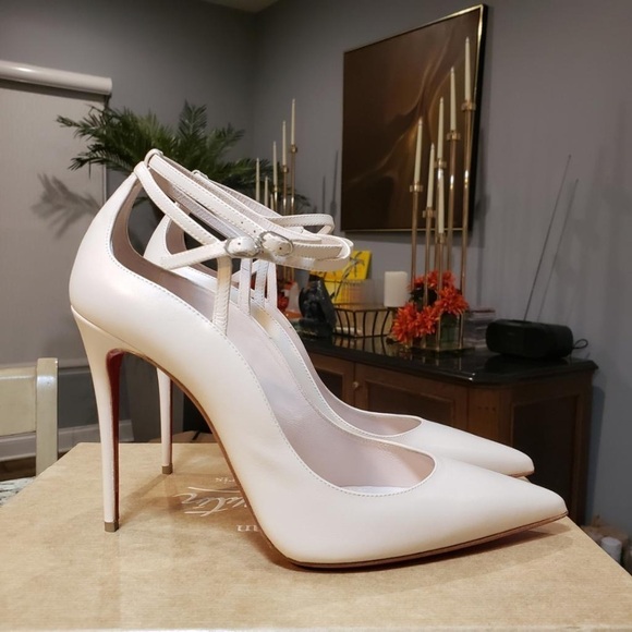 NEW Christian Louboutin Conclusive Pump in Crème Leather 100mm Heel Size 40.5 - Picture 6 of 12